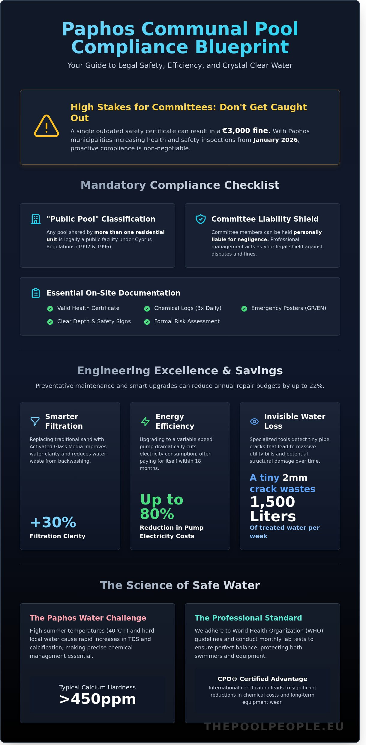 Communal Pool Management Paphos: The Professional Guide to Safety & Compliance - Infographic