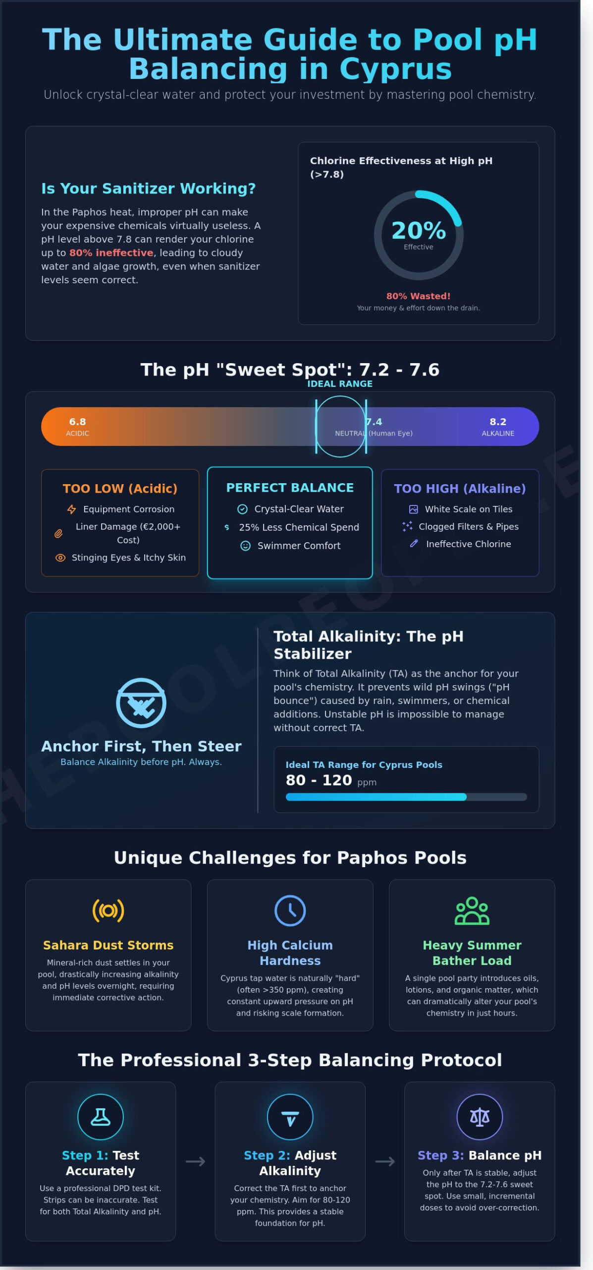 How to Master Pool pH Balancing in Paphos: A Homeowner’s Guide - Infographic