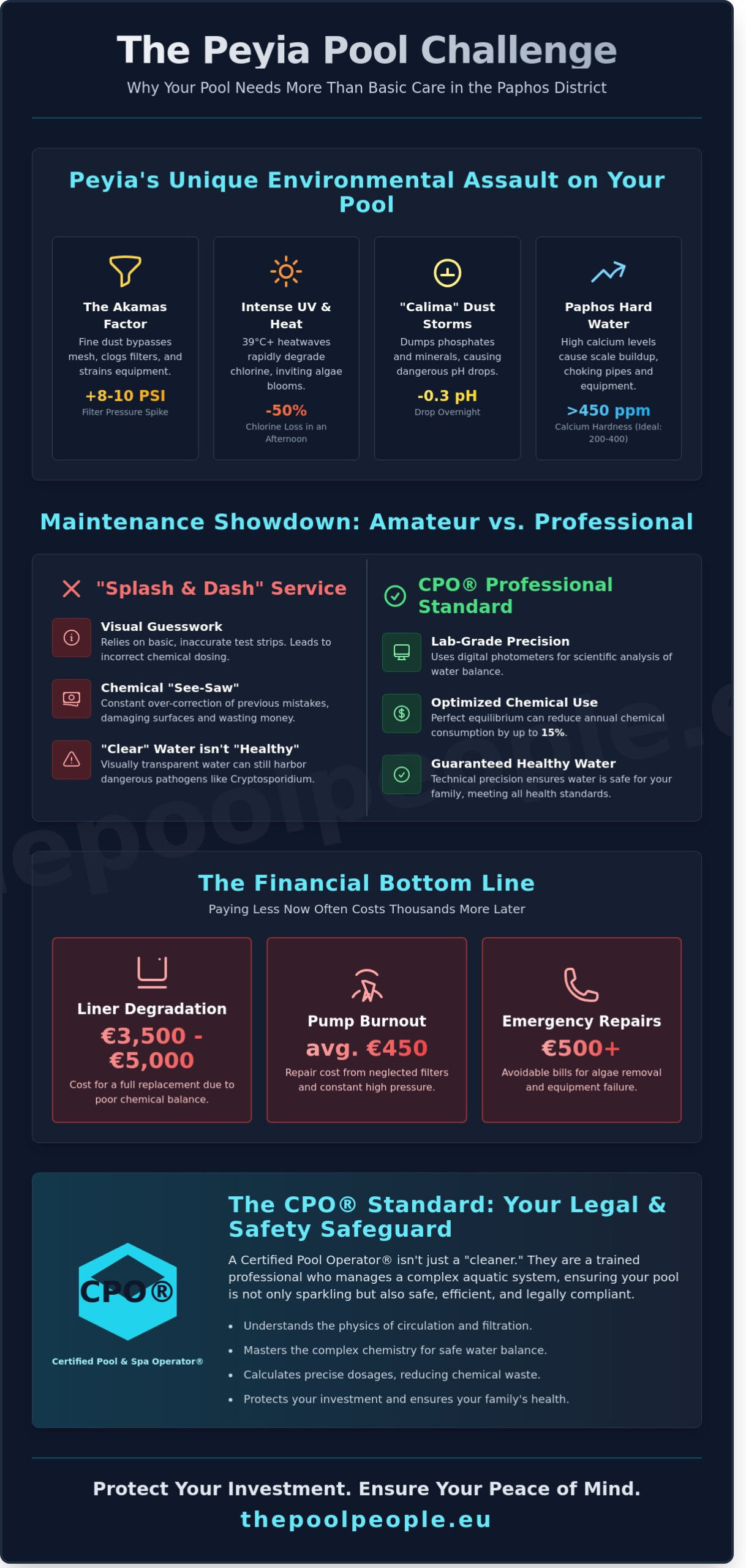 Professional Pool Cleaning in Peyia: The Essential Guide for Homeowners - Infographic