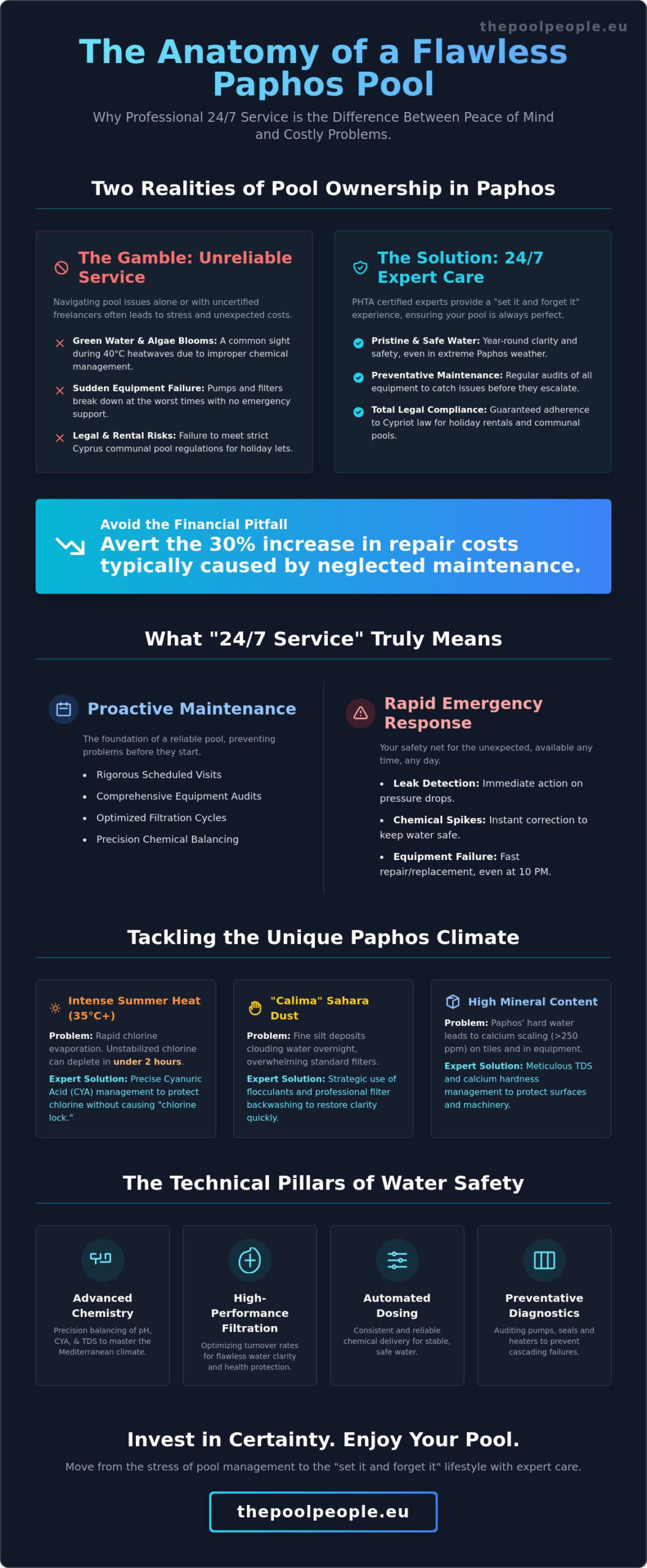 24/7 Pool Service in Paphos: The Homeowner’s Guide to Year-Round Reliability - Infographic