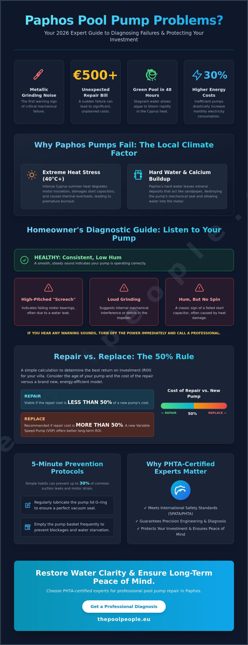 Professional Pool Pump Repair in Paphos: 2026 Expert Engineering Guide - Infographic