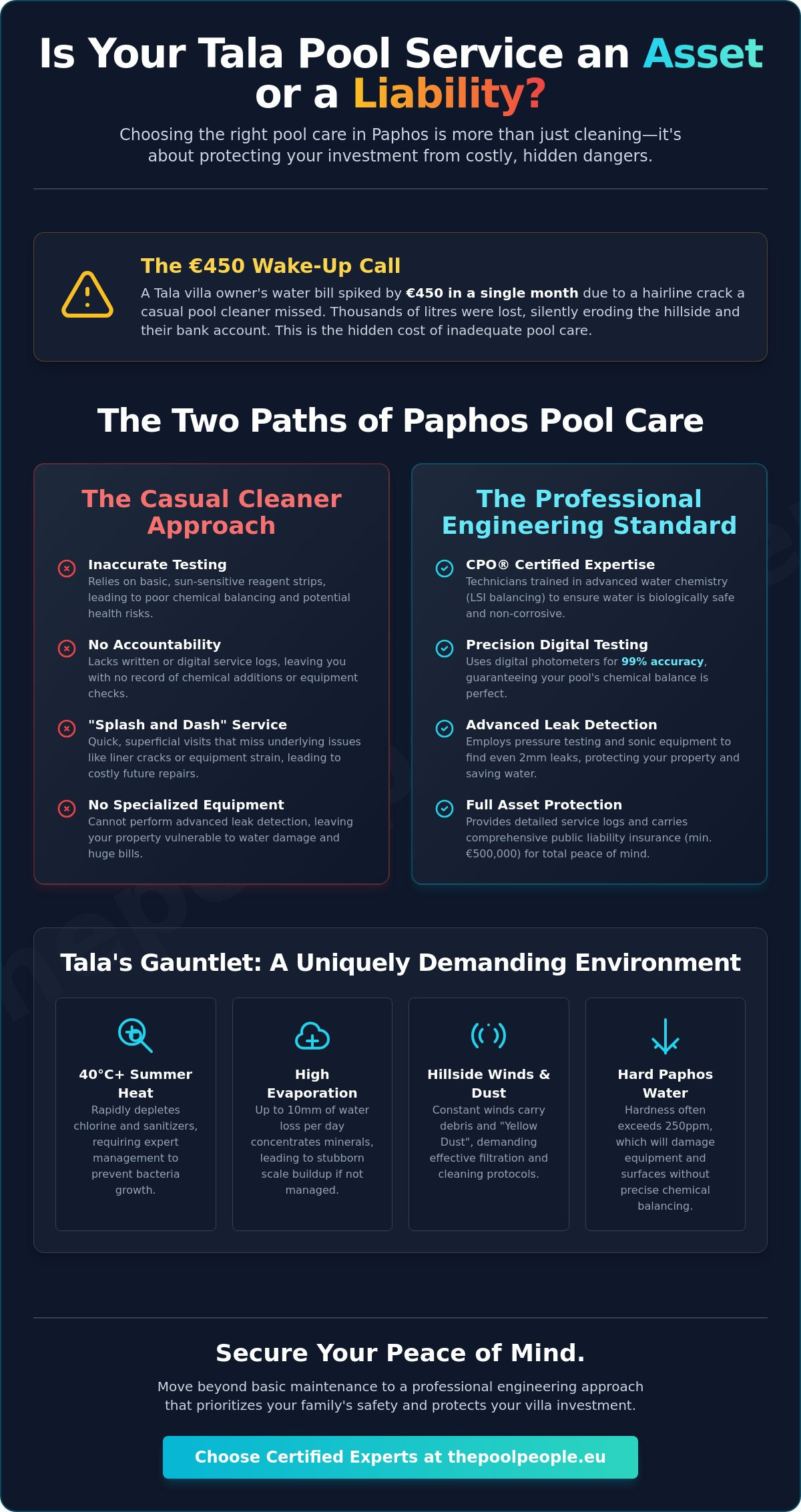 Tala Pool Cleaning Company: Professional Maintenance for Paphos Villas - Infographic