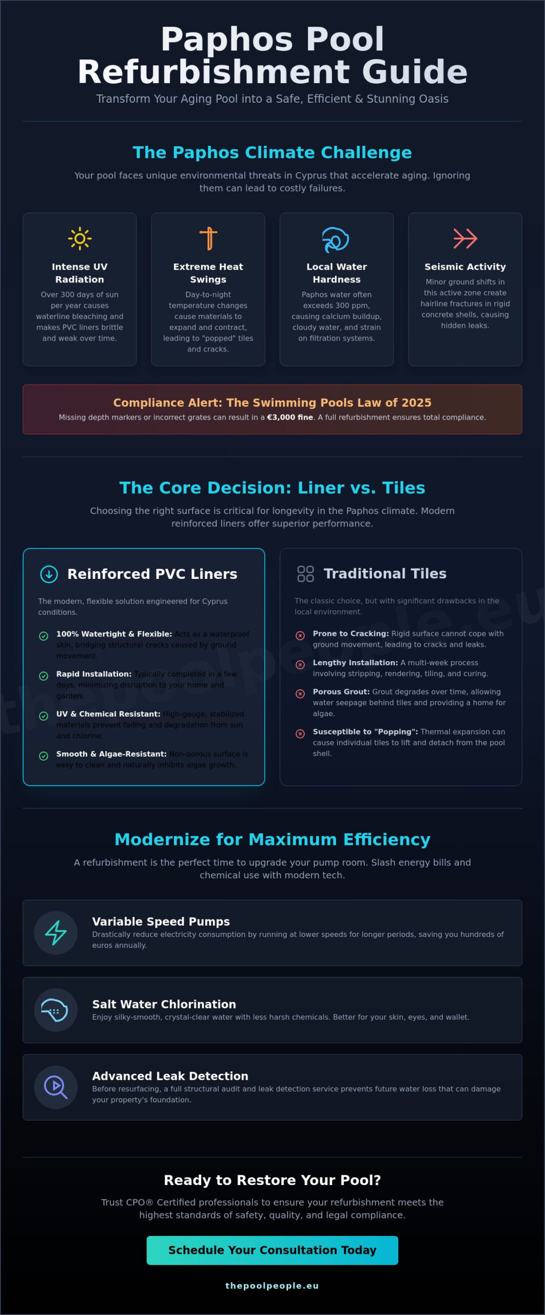 Swimming Pool Refurbishment in Paphos: The 2026 Homeowner’s Guide - Infographic
