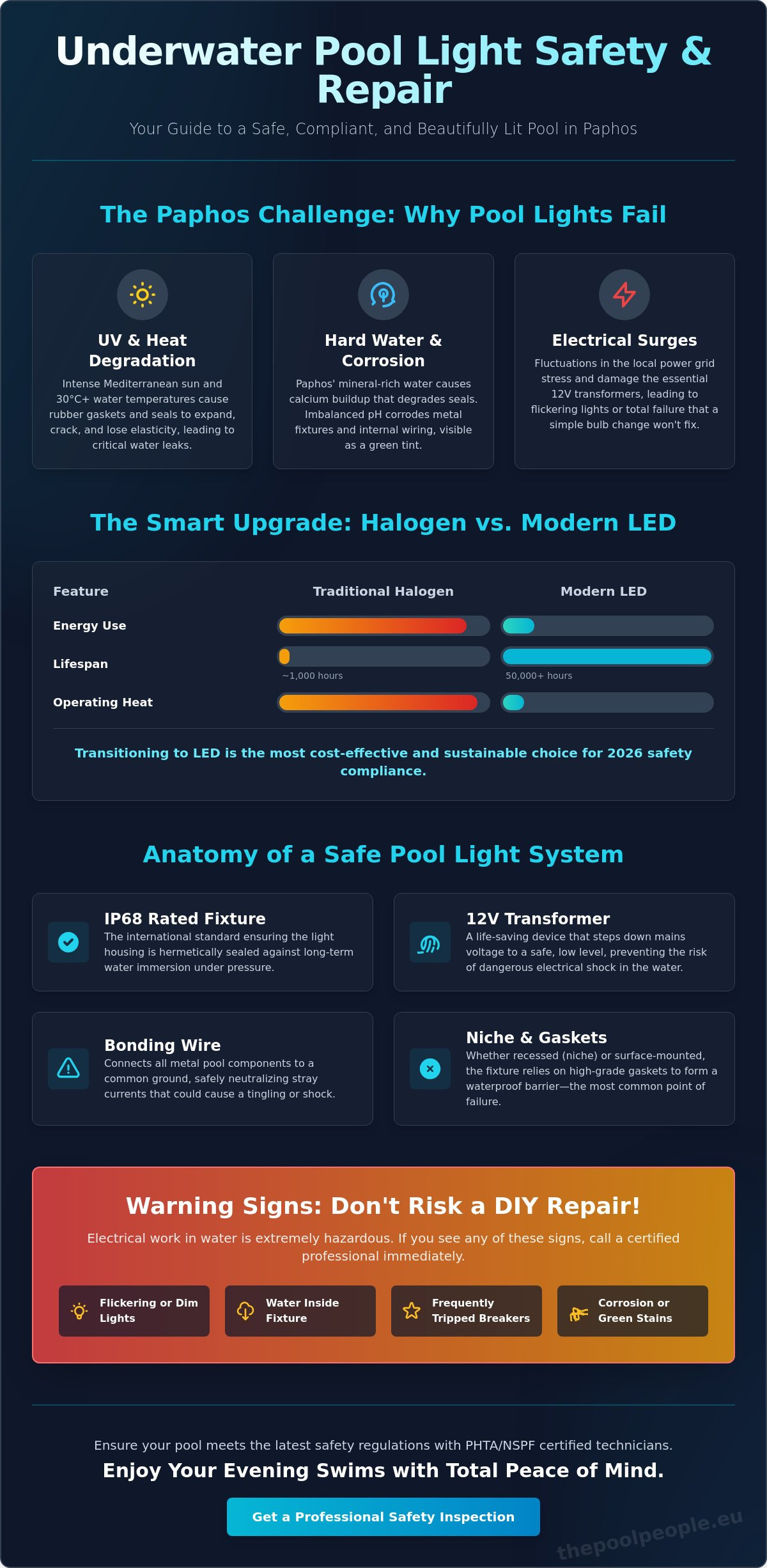 Professional Underwater Pool Light Repair in Paphos: The 2026 Safety Guide - Infographic