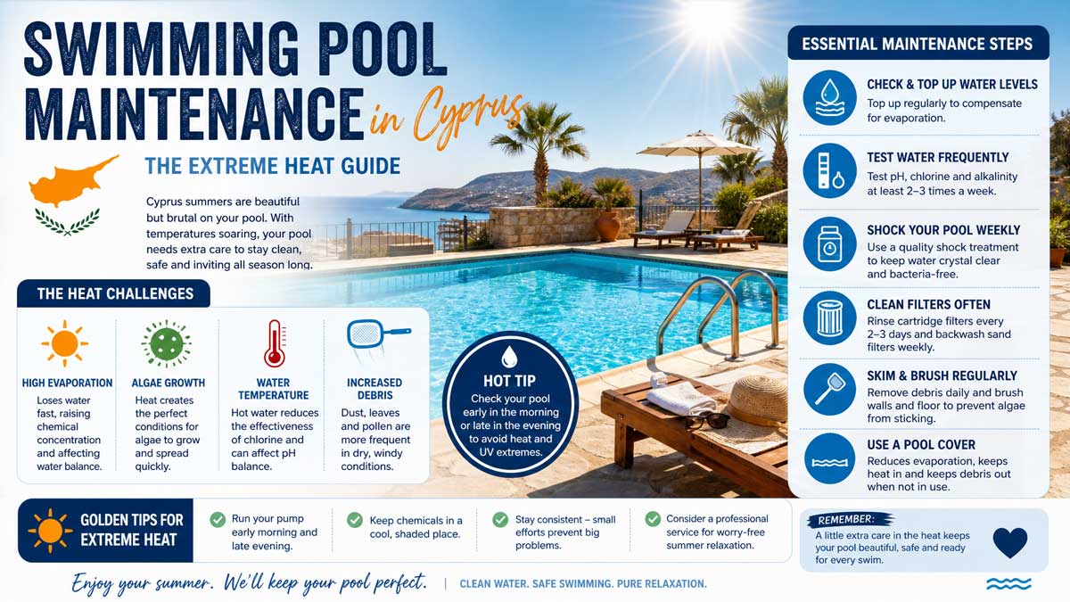 Swimming Pool Maintenance in Cyprus: The Extreme Heat Guide Swimming Pool Maintenance in Cyprus: The Extreme Heat Guide